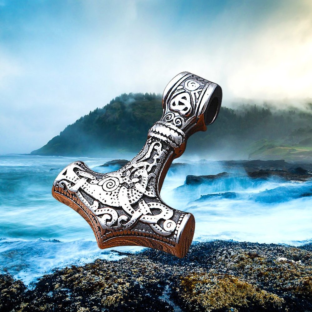 Stainless Steel Viking Totem Pendant Necklace